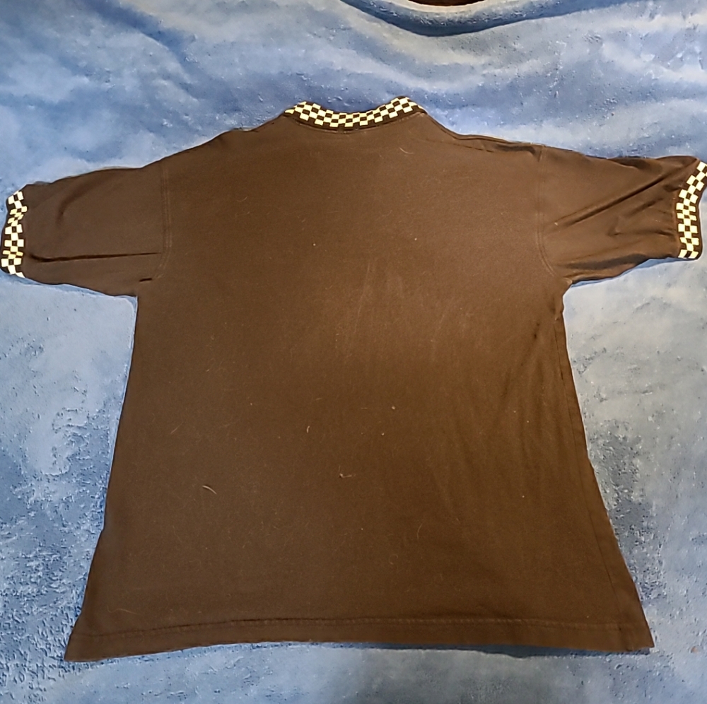 Nascar Mens XL Blacked Chekered Collar & Hem Short Sleeve Polo Ash City Tag - Picture 5 of 6